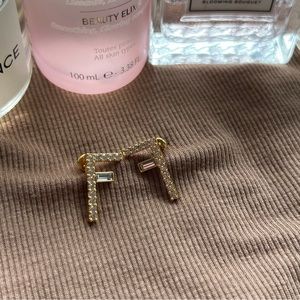 Fendi Crystal Gold Tone Earrings